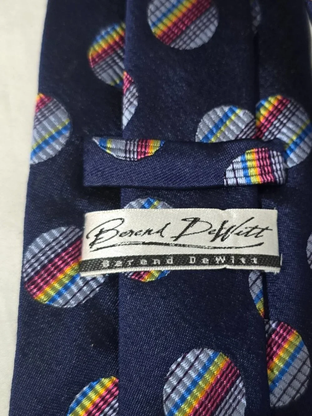 Berend DeWitt Handmade in Italy Silk Necktie - Blue Rainbow Orbs